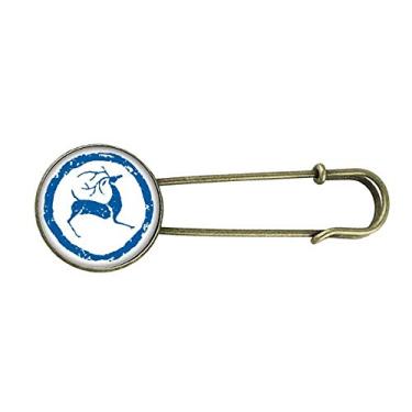 Imagem de Desenho animado cervo animal azul Art Deco presente moda retrô broche de metal clipe jóias