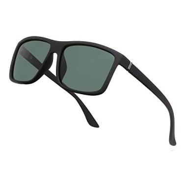 Imagem de NIEEPA Óculos de sol masculinos com armação quadrada polarizada NP1007, Armação A02 Matteblack/Lente verde-escura, Medium