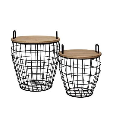 Imagem de Jogo Mesa Lateral Frmd Max Com 2 peças Casa Libre Natural/Preto
