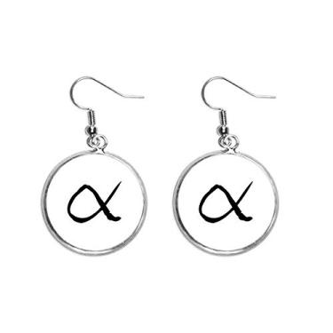 Imagem de Alfabeto grego alfabeto alfa preto brinco pendente prata joia feminina