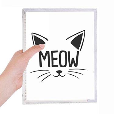 Imagem de Caderno com citação de cabeça de gato Mewing DIY com desenho de folhas soltas diário recarregável