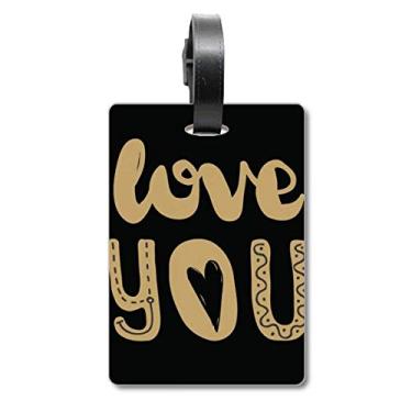 Imagem de Love You Gold Citação Handwritcase Bag Tag Bagagem Cartão de Bagagem Scutcheon Etiqueta