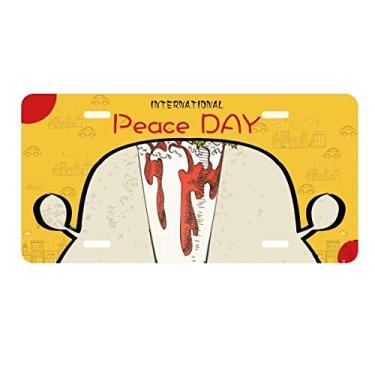 Imagem de DIYthinker Placa de carro com estampa de folhas de sorvete vermelho e branco para decoração de carro Dia da Paz