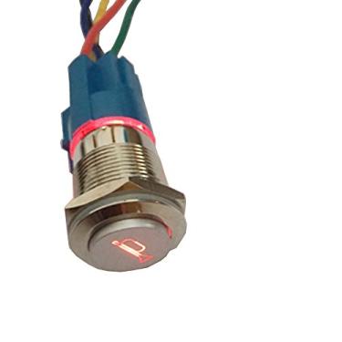 Imagem de ESUPPORT 12V Carro Auto Vermelho LED Luz Momentária Alto-falante Chifre Botão Metal Interruptor 19 mm Plug