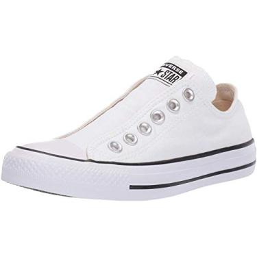 Imagem de Converse Tênis unissex Chuck Taylor All Star Slip On 35 masculino/38 feminino branco/preto/branco, Branco/Preto/Branco