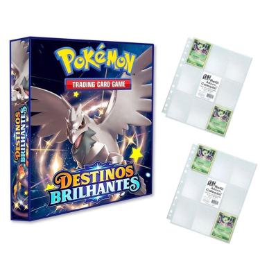 Imagem de Álbum Pasta Fichário Pokemon com 20 Folhas YES 9 Bolsos Destinos Brilhantes Capa Dura Reforçado