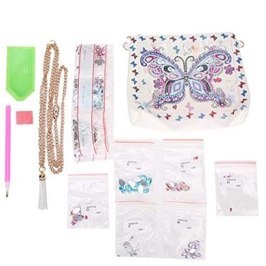 Imagem de Zerodis Carteira de pintura bolsa de corrente de armazenamento de couro PU com artesanato feito à mão DIY, cor rica, padrão requintado para presente feminino