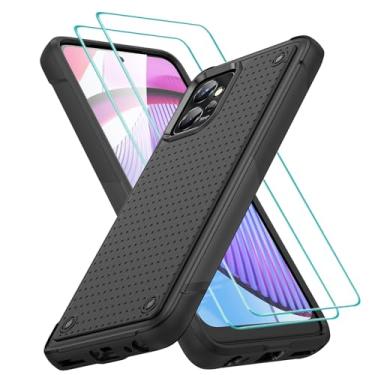 Imagem de Jeylly Capa para Motorola G Power 5G (2023) com 2 películas de vidro, proteção resistente de plástico rígido + amortecedor de silicone macio à prova de choque capa protetora para Moto G Power 5G 2023, preta