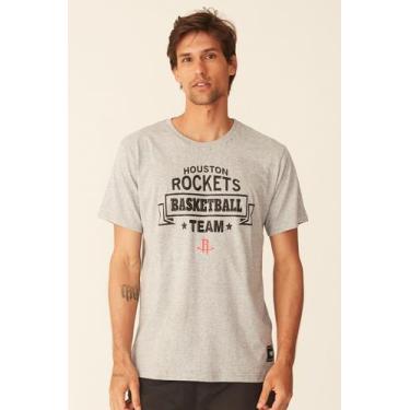 Imagem de Camiseta Nba Estampada Houston Rockets Casual Cinza Mescla