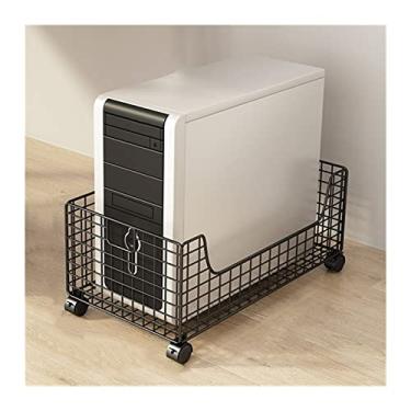 Imagem de GRFIT Suporte de CPU Suporte de torre de PC, suporte de CPU móvel, suporte de caixa de PC com rodinhas de metal com rodas giratórias, rack de armazenamento multifuncional para escritório em casa suporte de torre de PC (Cor: preto, tamanho: 1)
