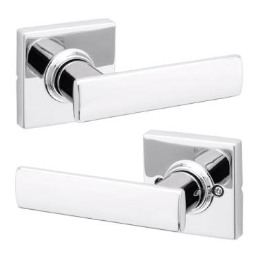 Imagem de Kwikset Maçaneta de porta de passagem Breton para portas de corredor e armário em cromo polido