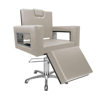 Imagem de Cadeira Poltrona de Cabeleireiro Moderna Inox Ap Branco Fact