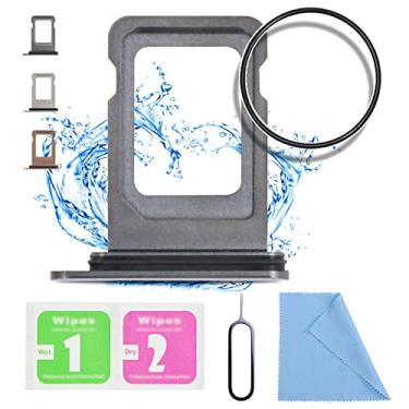 Imagem de ASDAWN Suporte de bandeja de substituição para iPhone 11 Pro Max SIM para iPhone 11 Pro Max Slot para bandeja de cartão SIM à prova d'água anel de borracha e pino SIM (versão SIM único) (cinza