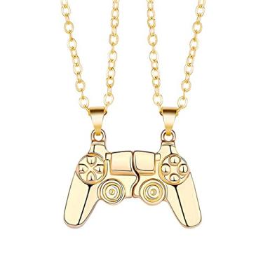Imagem de Colar magnético de controle de jogo para casal, pingente de alça de console combinando para melhores amigos, amizade, presente de dia dos namorados, joias para ele e para seus amantes, 2*3cm, 60+5cm