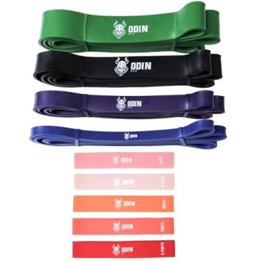 Imagem de Kit Super Band com 4 Intensidades + Mini Band Kit com 5 Intensidades Exerc?cios El?stico Odin Fit