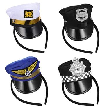 Imagem de 4 pçs cosplay bandana boné 4 pçs chapéu aros de cabelo chapéu náutico headbands chapéu náutico headbands iate capitão chapéu headbands marinheiro headwear boné aros de cabelo/1746