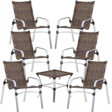 Imagem de Kit 6 Cadeiras Emily Mesa Garden em Alumínio e Fibra Trama