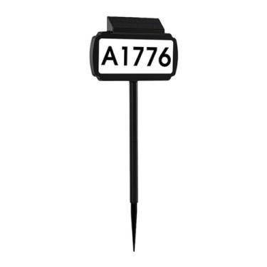 Imagem de Ioensy Placa de endereço iluminada por LED, movida a energia solar, sinal de endereço, com estaca, à prova d'água, luz de número de casa para jardim ao ar