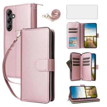 Imagem de Asuwish Capa de celular para Samsung Galaxy A14/M14 5G com protetor de tela de vidro temperado e carteira com zíper e compartimento para cartão com suporte flip acessórios para celular A 14 4G 14 A 14