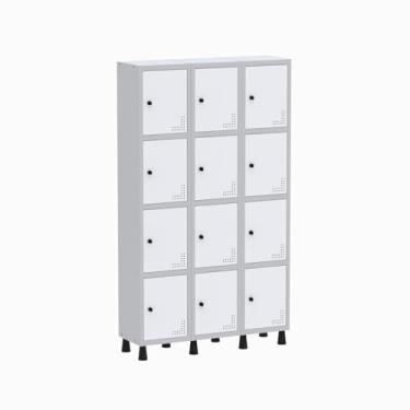 Imagem de Roupeiro Aço Light 3v 12 Portas Gr303/12 Cinza/Branco