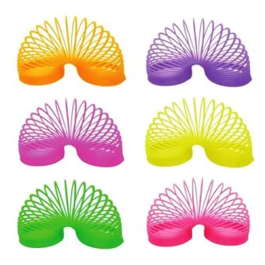 Imagem de Kit 10 Mola Maluca Grande Neon Lisa Colorida Brinquedo Infantil Festa