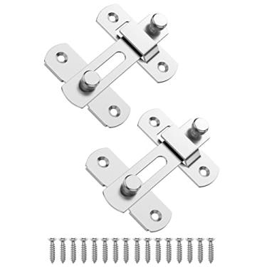 Imagem de Fechadura de porta deslizante de celeiro, travas de porta de aço inoxidável trava de segurança trava de trava para armário de vinho, banheiro, ao ar livre, garagem, jardim, porta de armário (2, prata)