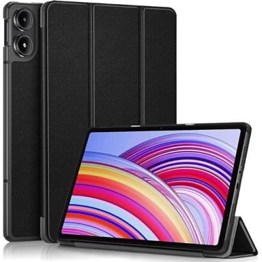 Imagem de Capa Smart Case Compatível Para Redmi Pad Pro 12.1 Polegadas e Xiaomi Poco Pad 12.1 Polegadas Preto, PU de Qualidade, Anti-Impressões Digitais, Resistente a Arranhões