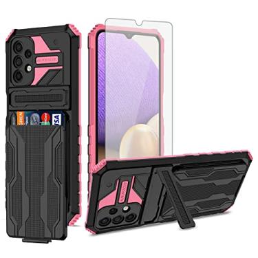 Imagem de Asuwish Capa de telefone para Samsung Galaxy A32 5G 2021 6,5 polegadas com protetor de tela de vidro temperado e suporte para cartão celular Gaxaly M32 G5 Galaxies A 32 32A S32 SM-A326U A326U feminino