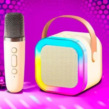 Imagem de Caixa Som Karaokê Adulto Bluetooth Microfone Sem Fio Led Rgb - Relet