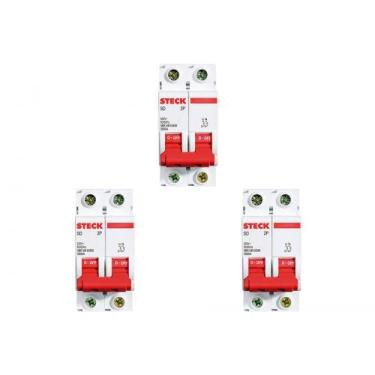 Imagem de Kit C/3 - Disjuntor Steck Din Bipolar 80A Sd2 10Ka