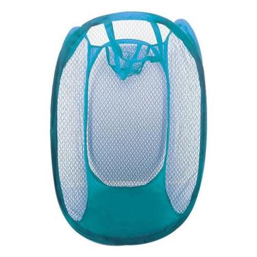 Imagem de Cesto de Roupa Colorido Dobrável Poliéster 56cm Azul Claro - Aliança