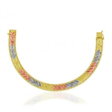 Imagem de Pulseira de Ouro 18k Taparella Taparella Tricolor - Elegancy Joias