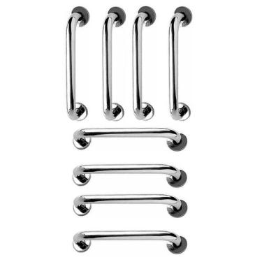 Imagem de Alça de Apoio 30cm Inox Barra Kit 8 Unidades Cadeirante Idoso Banheiro
