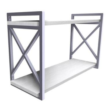 Imagem de Prateleira Branca Estilo Industrial 20X45Cm Mdf Para Quarto - Ômega An