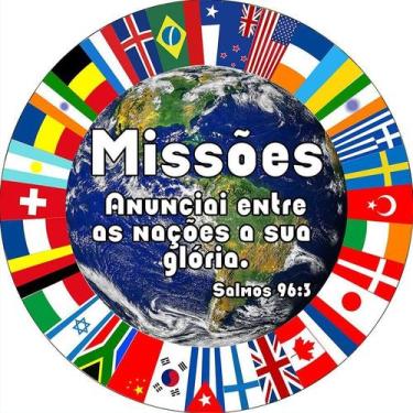 Imagem de Painel De Festa Redondo 1,50x1,50 - Religioso Missões Bandeiras e Plan