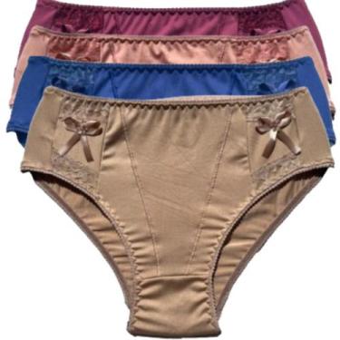Imagem de Kit 4 Calcinha Feminina Confortável Calçola Lingerie Senhora Cintura A
