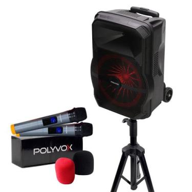 Imagem de Caixa d2e Som Bluetooth Amplificada XC-712T de 450W + 2 Mic sem Fio + 