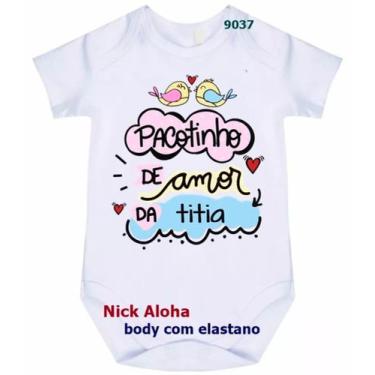 Imagem de body bebê pacotinho de amor da titia cód 9037 - nick aloha, Branco, M