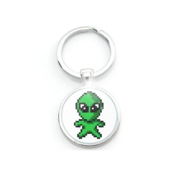 Imagem de Chaveiro Divertido ET Alien Verde feito de Pixels - RECANTOASTRALSITE