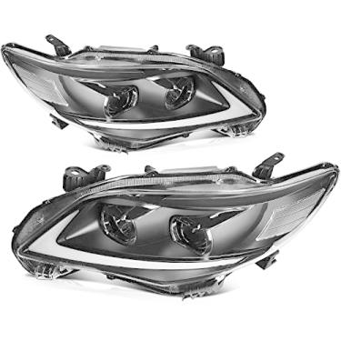 Imagem de LBRST Conjunto de farol de projetor LED para Toyota Corolla 2011-2013 Luz de seta LED DRL, lâmpadas dianteiras do lado do motorista e do passageiro