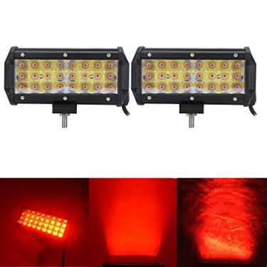 Imagem de Auxmotec Barra de luz off-road vermelha de LED 36W 17,78 cm, lâmpadas de neblina à prova d'água para caminhão off-road ATV UTV SUV caminhão trator barco pesca caça 12V 24V 2 peças