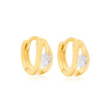 Imagem de Brincos rommanel banhado ouro 18k feminino pequeno argola pedra zircôn