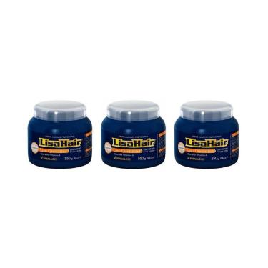 Imagem de Creme Alisante Lisahair Liso Queratina 550G - Kit Com 3Un