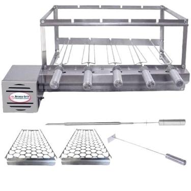 Imagem de Combo Tradicional Brasa Grill Gira 5 Espetos Churrasqueira Giratória B