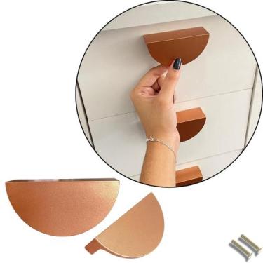 Imagem de Kit 8 Puxador de Gaveta Moderno/ Meia Lua Metal Rose Fosco - Compras F
