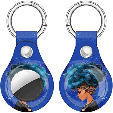Imagem de Capa para suporte de AirTags, capa fofa com chaveiro antiperda, [resistente a arranhões] Capa protetora para Apple Tracker Key Finder 2021 feminina (menina preta (cabelo azul))