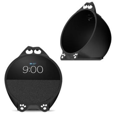 Imagem de Capa Ech-o Spot (versão 2024), capa protetora de silicone NOUKAJU para alto-falante inteligente, à prova de quedas, arranhões, porta de carregamento reservada, à prova de poeira (preto)