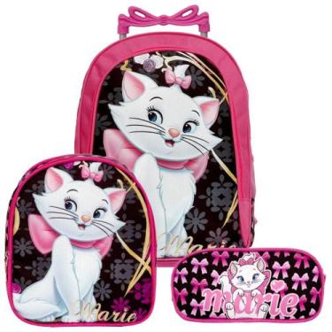 Imagem de Kit Mochila Infantil Escolar Com Rodinhas Gata Marie - Toys 2U
