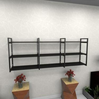 Imagem de Estante estilo industrial sala aço cor preto 180x30x68cm (C)x(L)x(A) c