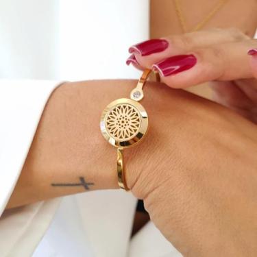 Imagem de Bracelete Difusor Girassol - AÇO INOXIDÁVEL E ANTIALÉRGICO - Dourado -